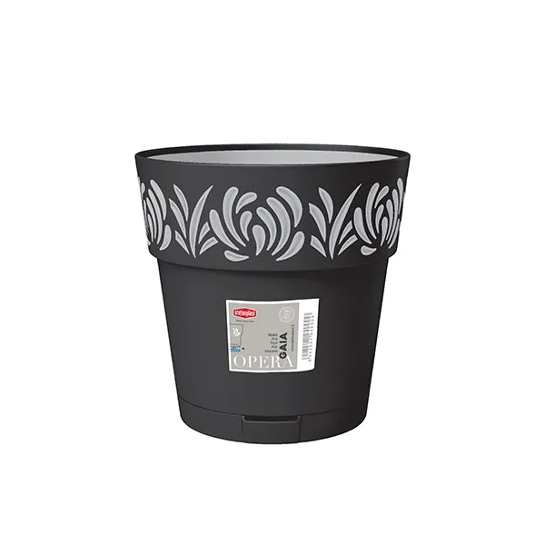 Saksija za cveće Opera Gaia fi 25x25cm 7.5l grafit/bela Stefanplast
