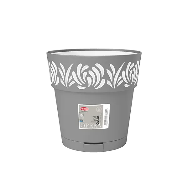 Saksija za cveće Opera Gaia fi 29x29cm 11.8l siva/bela Stefanplast