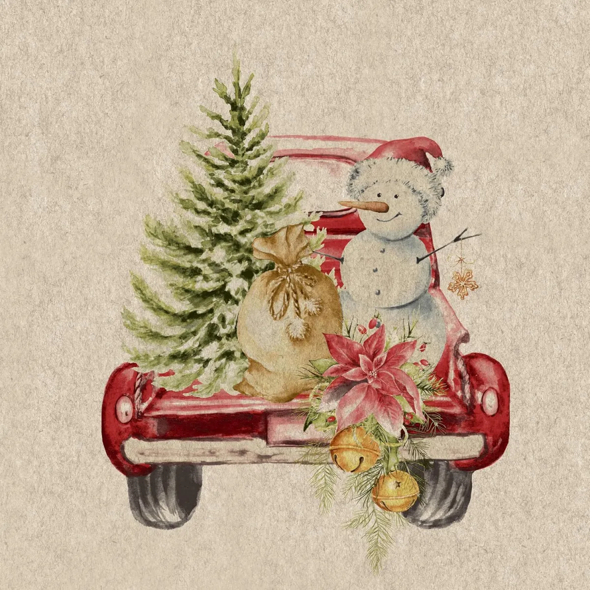 Salvete Car Snowman 33x33cm dvoslojne 20/1 Paper+Design