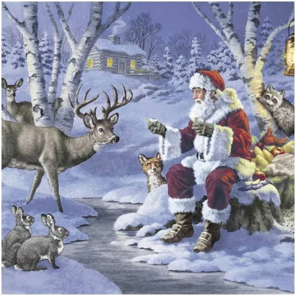Salvete Santa in forest 33x33cm troslojne 20/1 Paper+Design