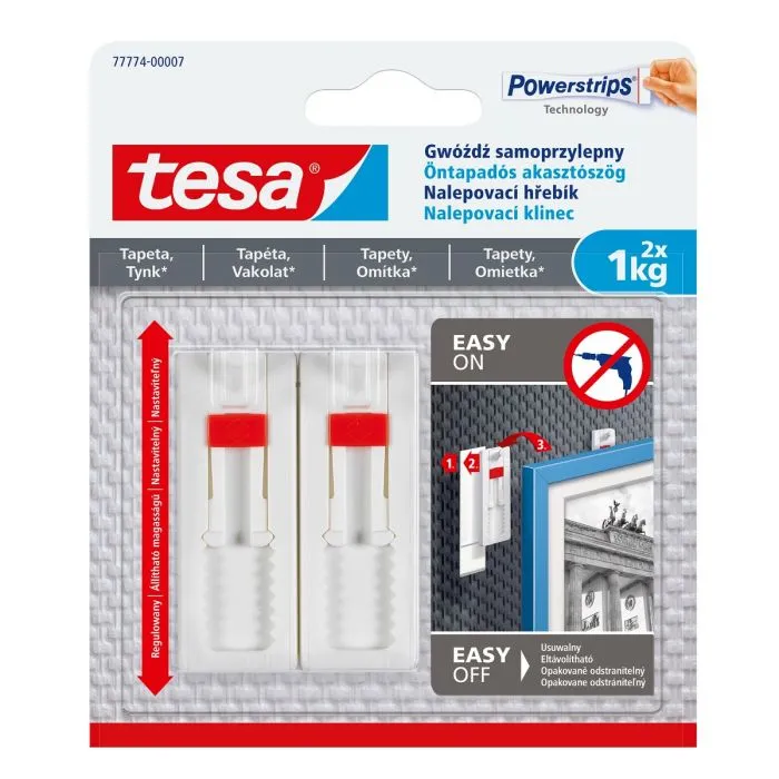Samolepljivi podesivi zidni nosači nosiv. do 1kg beli 2/1 Tesa