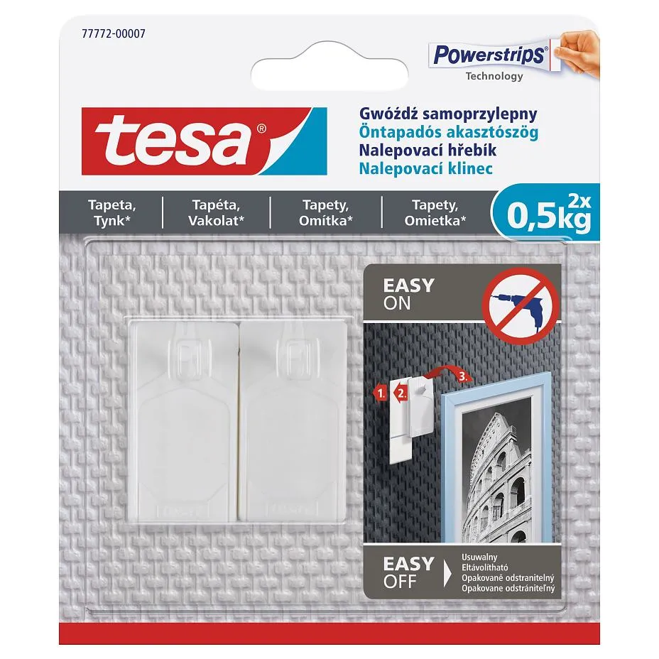 Samolepljivi zidni nosači nosiv. do 0.5kg beli 2/1 Tesa
