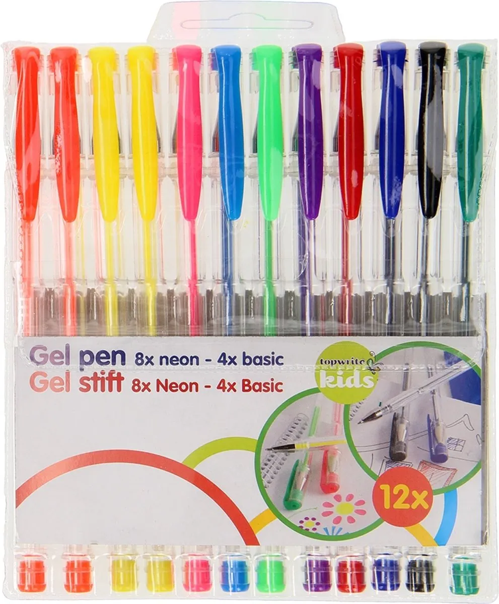 Set hemijskih olovaka raznobojnih sa gel punjenjem 12/1 Topw. Kids