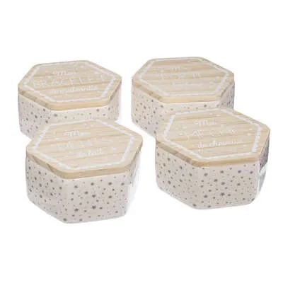 Set kutija sa poklopcem 8x7.2x3.9cm 4/1 bele Atmosphera