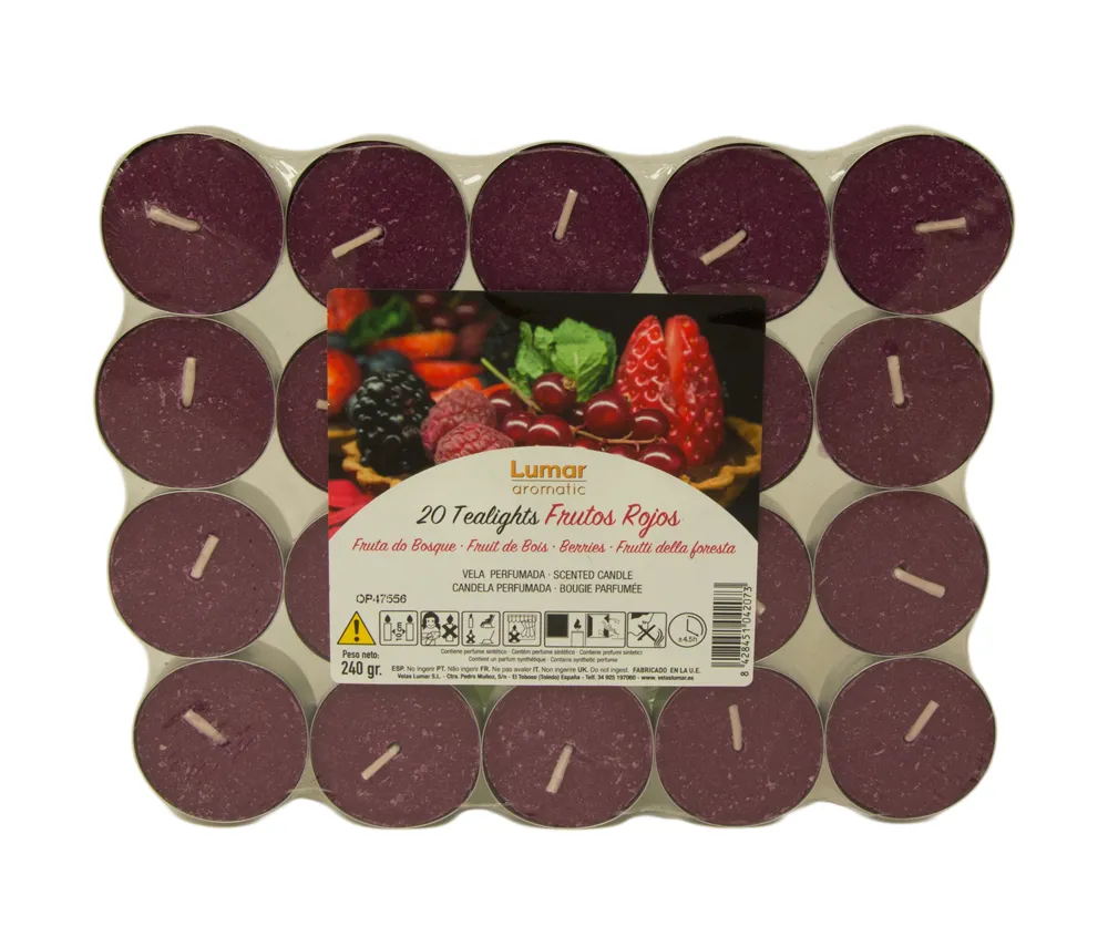 Set mirisnih sveća bobičasto voće 20/1 crvene 240gr Velas Lumar