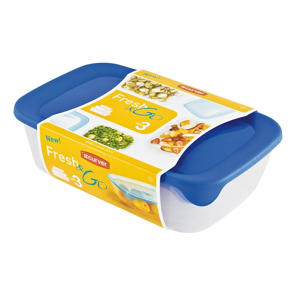 Set posuda za odl. hrane Fresh&Go sa plavim pokl. 3/1 Curver
