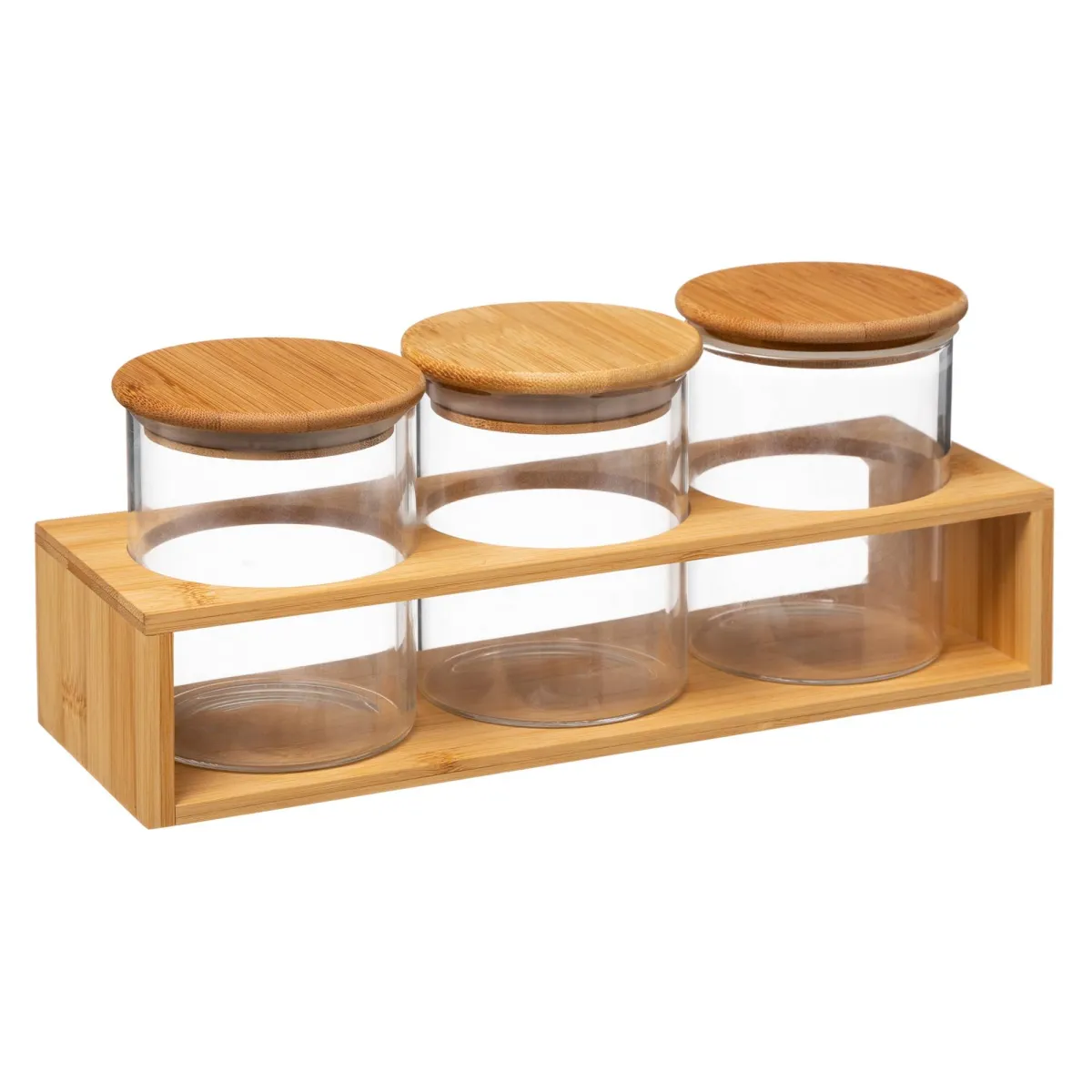 Set staklenih tegli za začine 0.4l 3/1 u drvenom stalku 5five