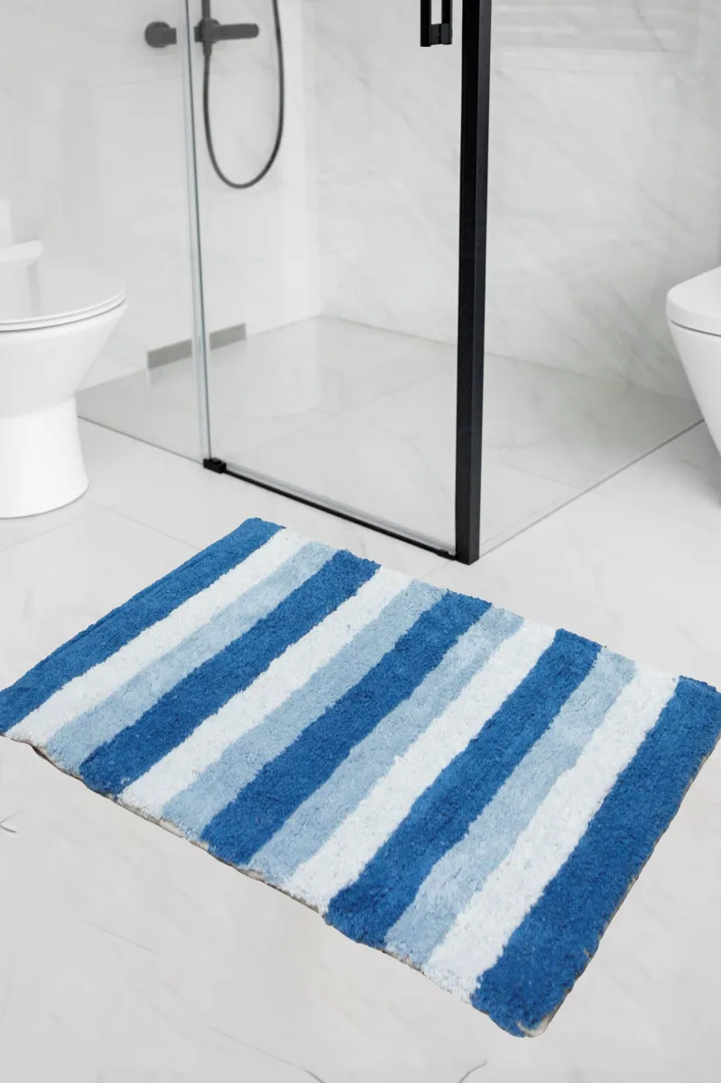 Set staza Stripe za kupatilo 50x80/50x45cm plava 2/1