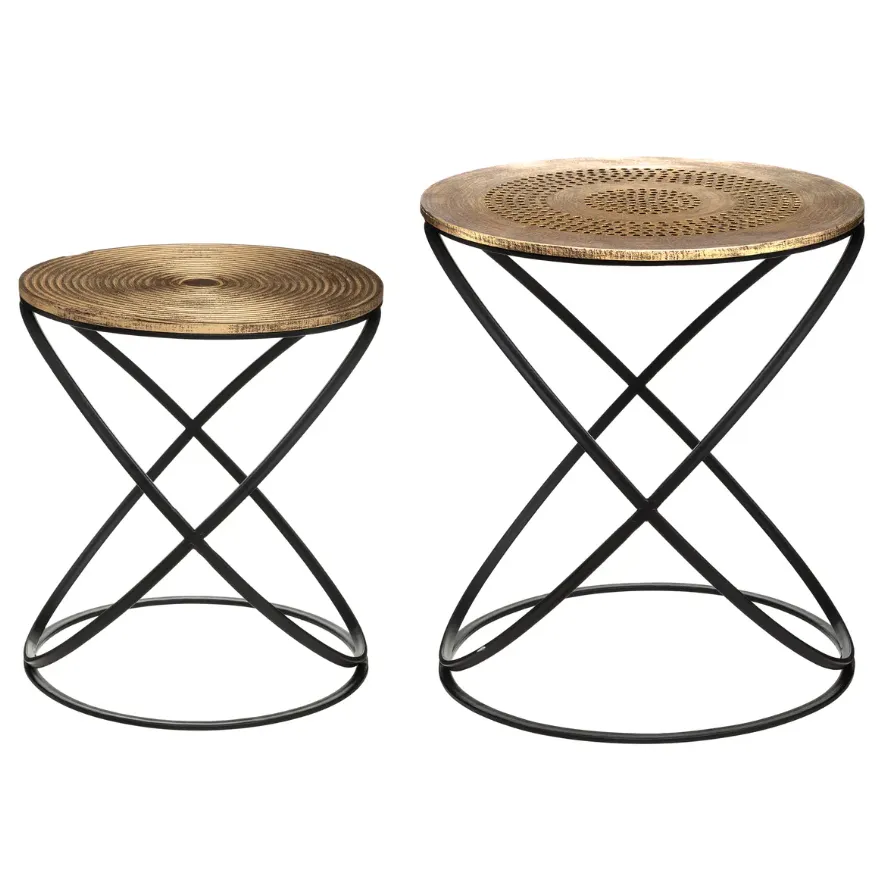 Set stočića Etnik fi 34x38.5/40x45cm 2/1 boja zlata/crni Atmosphera