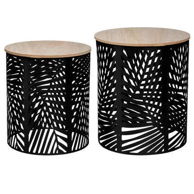 Set stočića Leaf 2/1 crni Atmosphera Createur Dinterieur