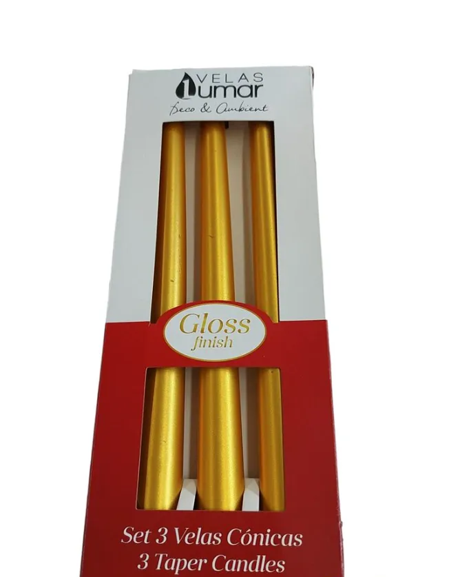 Set sveća Oro 3/1 boja zlata Velas Lumar