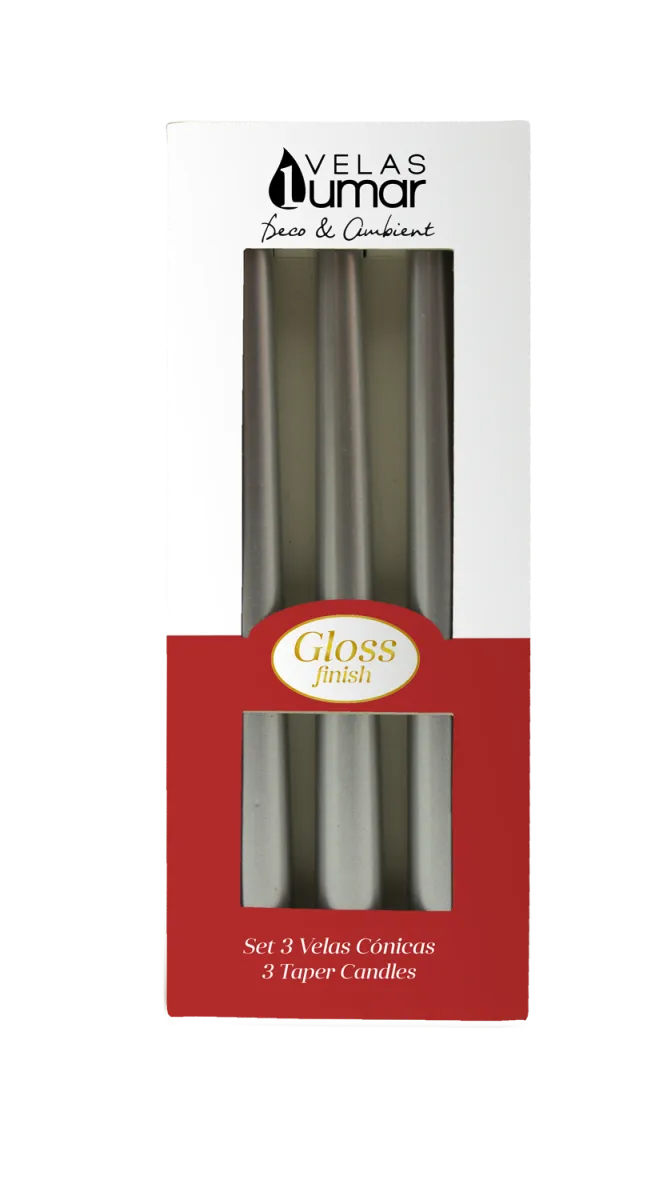 Set sveća Plata 3/1 boja srebra Velas Lumar