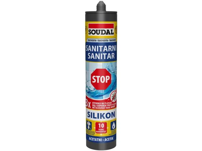 Silikon sanitarni STOP budji 280ml sivi Soudal