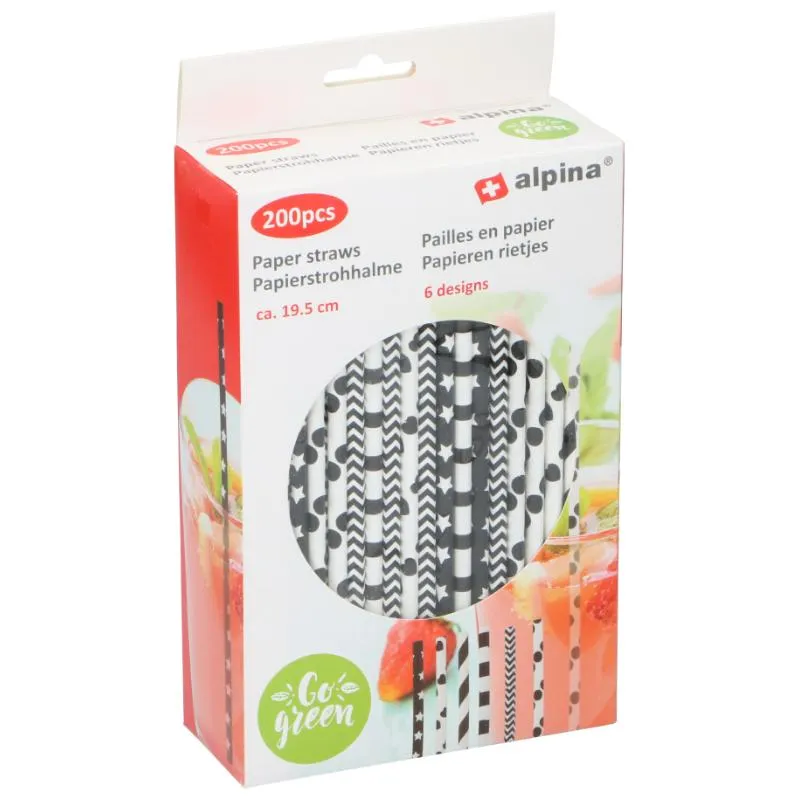 Slamčice papirne 19.5cm 200/1 sort Alpina