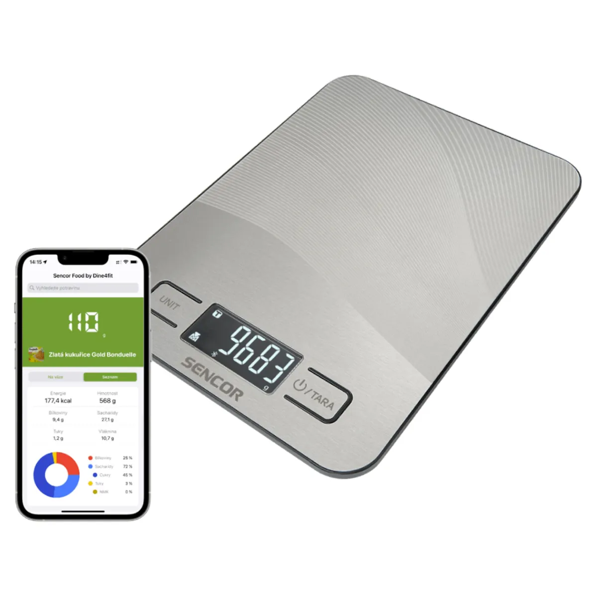 Smart digitalna kuhinjska vaga SKS 8080 do 10kg siva Sencor