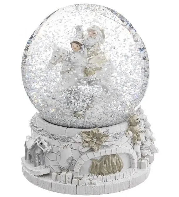 Snežna kugla Deda Mraz 10cm bela Feeric Light & Christmas