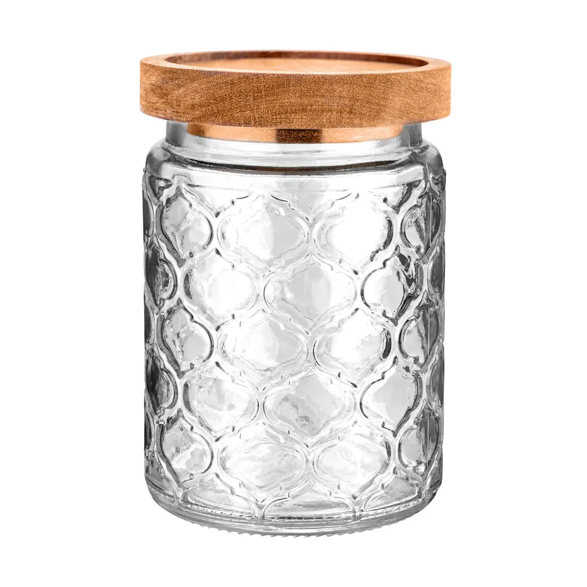 Staklena posuda Allure Embossed 700ml fi 10x14cm sa poklop. transp. Estia
