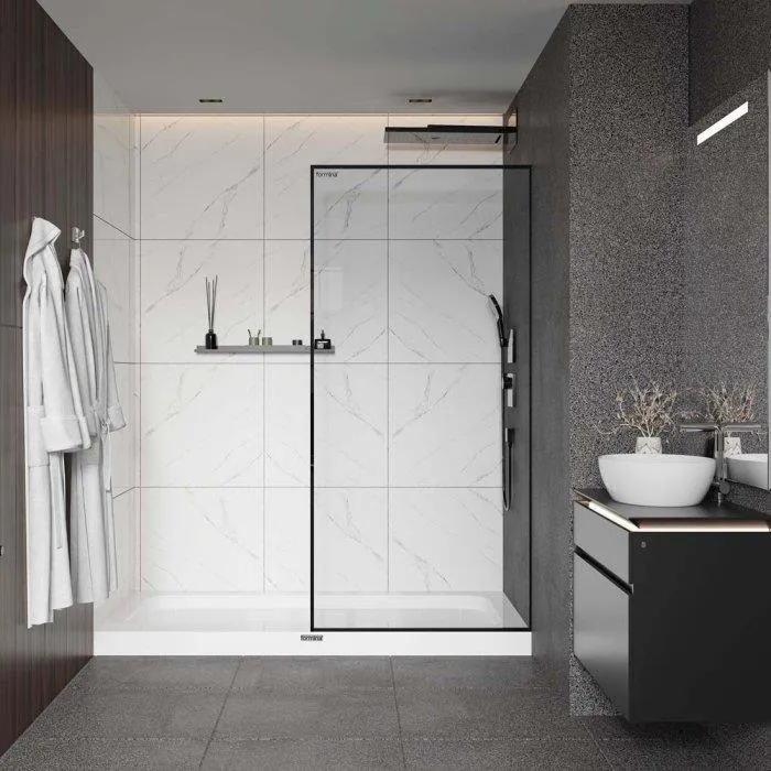 Stakleni tuš paravan Walk in 1100x2000x8mm crni profil Formina