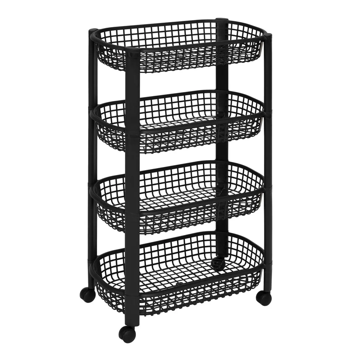 Stalak sa 4 korpe 46.5x25.5x79cm sa točkićima crni 5Five