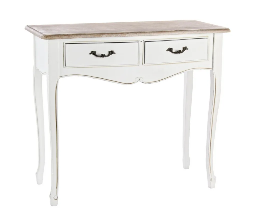 Stočić Justine 90x40x80cm sa 2 fioke beli/boja drveta Bizzotto