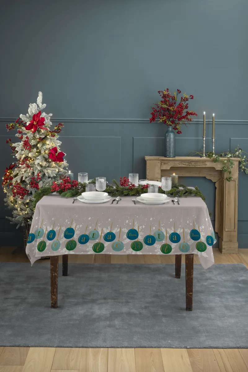 Stolnjak Christmas ball 140x240cm sivi/plavi Amolacasa