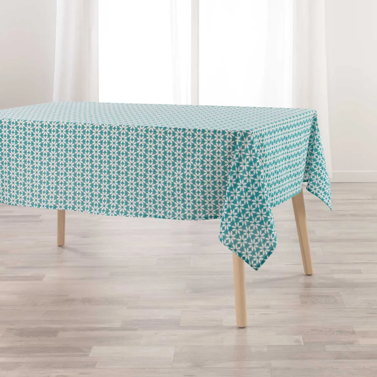 Stolnjak ROMA 140x240cm plavi na bele listiće Douceur d Interieur
