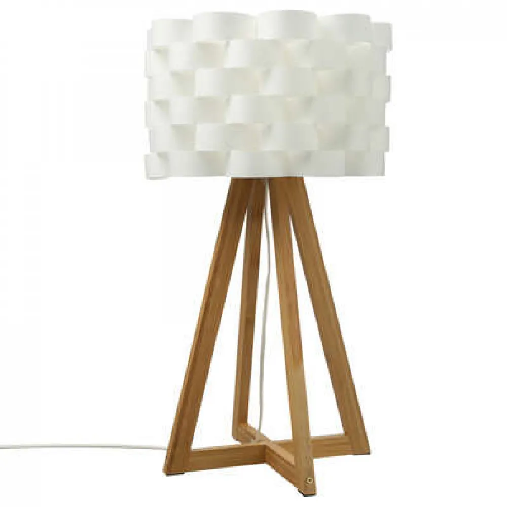 Stona lampa Moki 1x40W E14 55.5cm bela/boja drveta Atmosphera