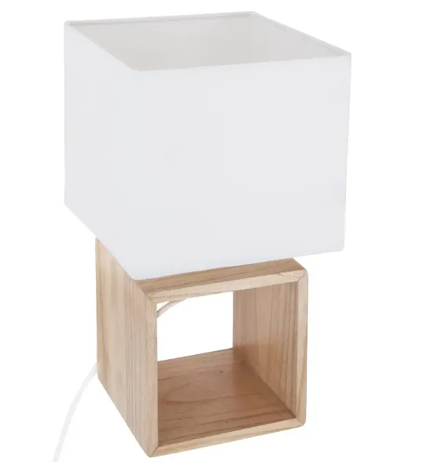 Stona lampa Pojo 1x40W E14 32cm bela/boja drveta Atmosphera