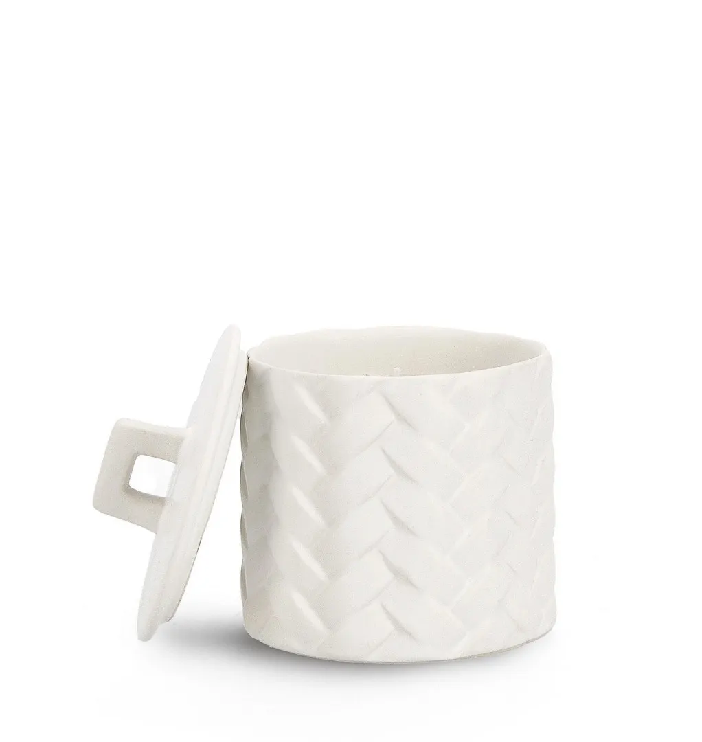 Sveća Twine fi 9.5cm 240gr. u beloj posudi sa poklopcem Bizzotto