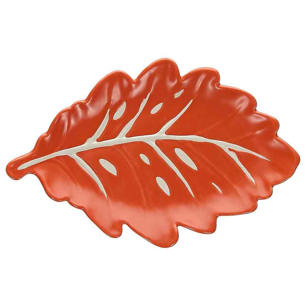 Tanjir za posluž. Relief Foglie 24x16cm u obliku lista narandž. Tognana