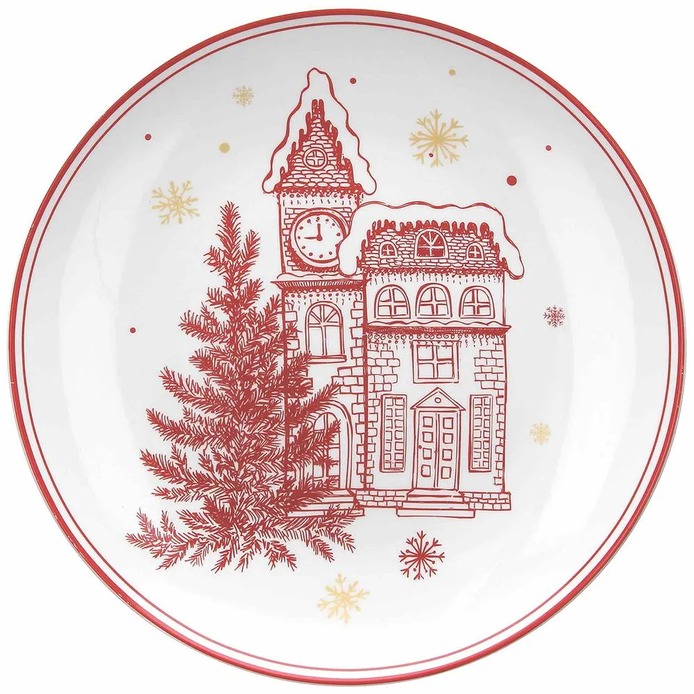 Tanjir za posluživanje Christmas Home Red Xmas 31cm A. Fontebasso