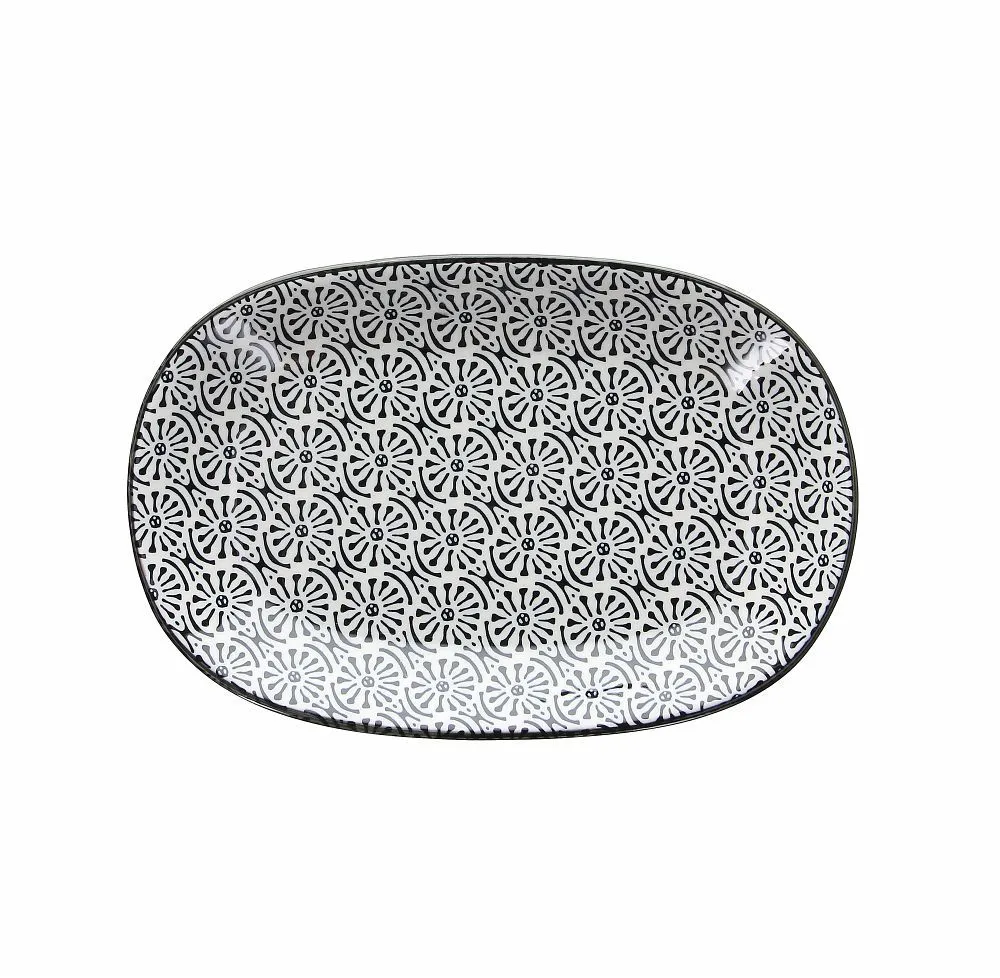 Tanjir za posluživanje Portata Chakra 28cm ovalni crno-beli Tognana