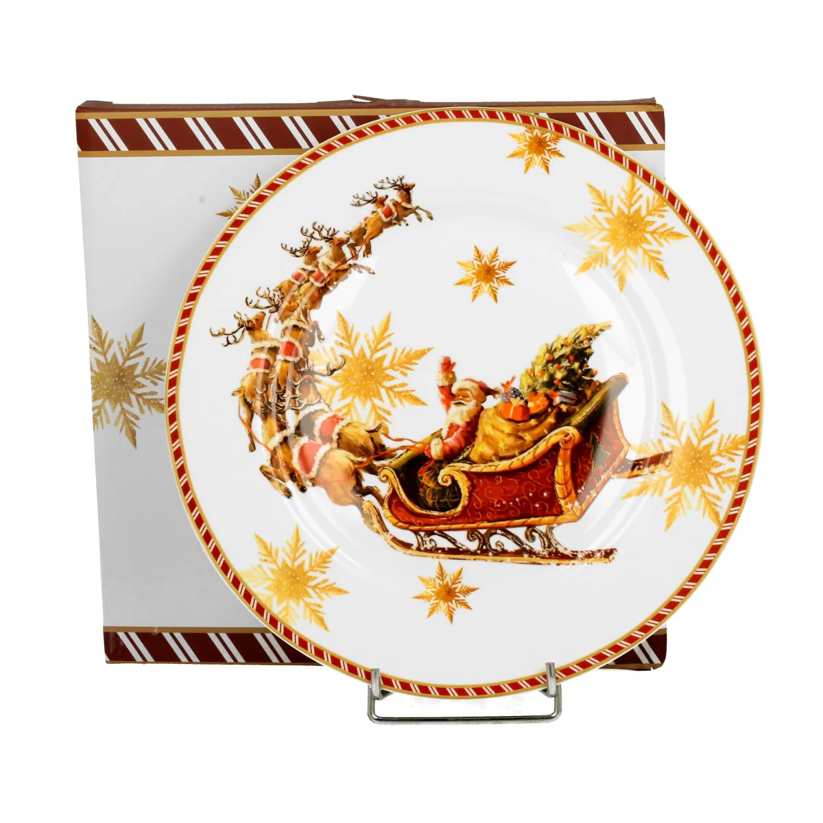 Tanjir za posluživanje Santa on sleigh fi 27cm u poklon pakov.  Duo
