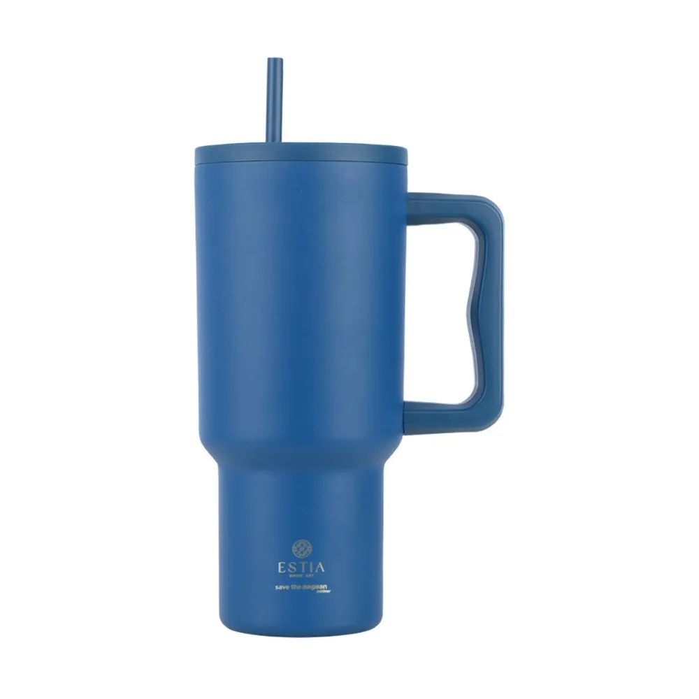 Termos šolja Save the Aegean 900ml sa poklopcem i slamč. teget Estia