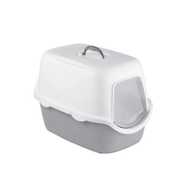 Toalet zatvoreni za mačke Cathy 56x40x40cm sivi/beli Stefanplast