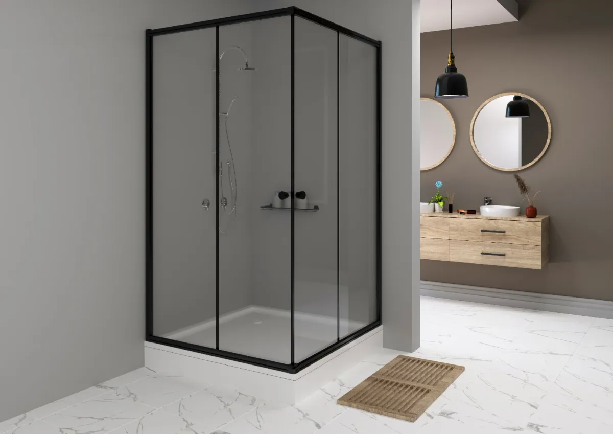 Tuš kabina kvadrat. 900x900x2000x6mm trans. staklo/crni okvir AVT S.G.