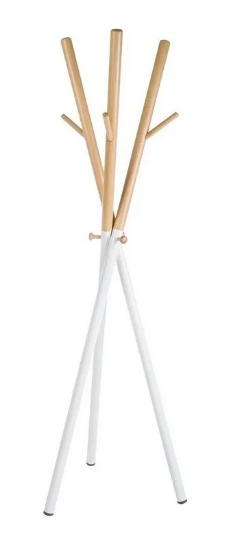 Vešaonik Bastien 47x42x172cm beli/boja drveta Bizzotto