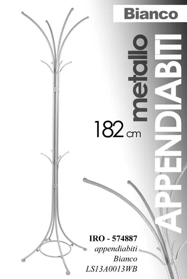 Vešaonik za odeću 182cm beli Gicos