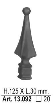 Vrh fi 20 za kov. ogradu 125x30mm EF