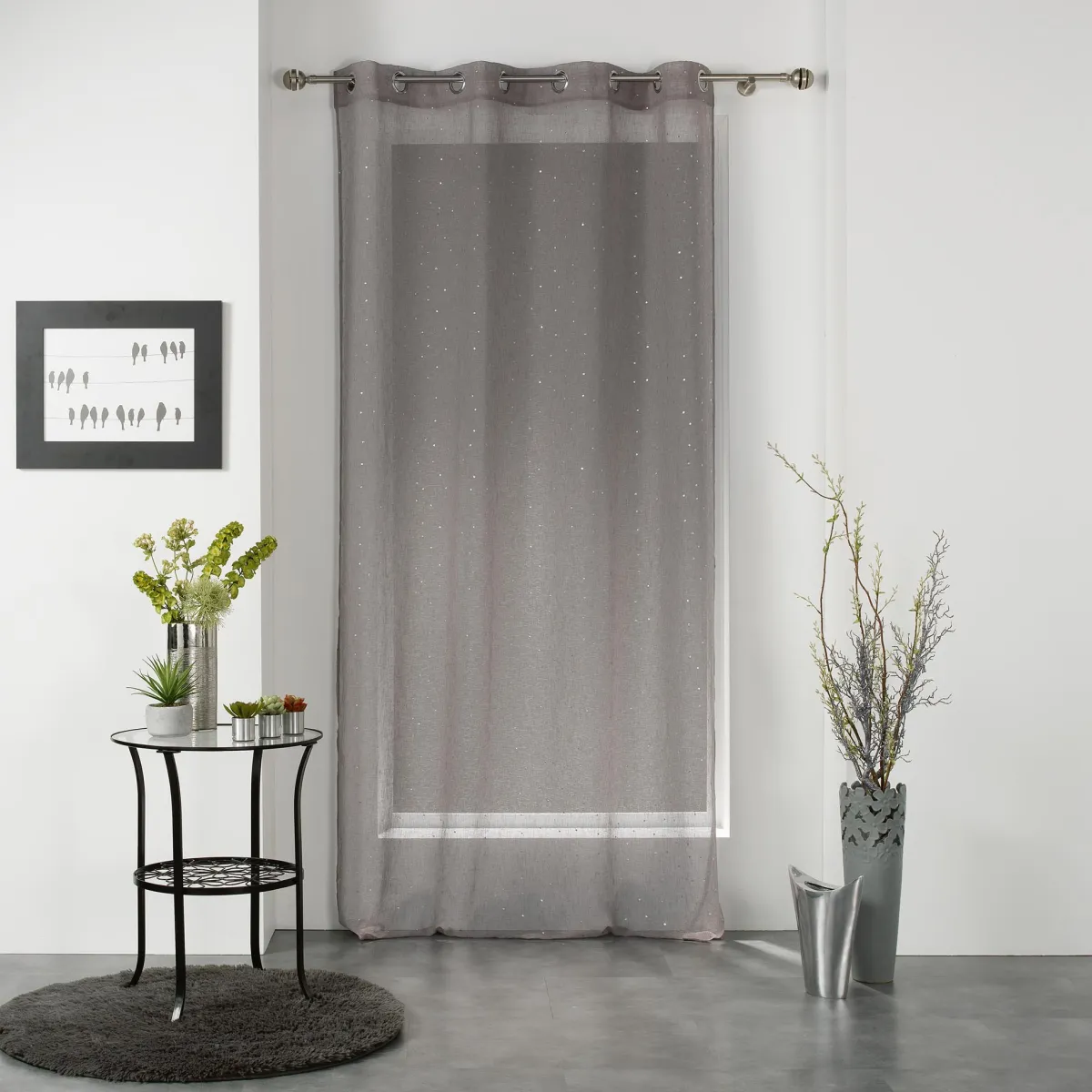 Zavesa Elea 140x240cm sa otvor.za garniš. siva D. d Interieur