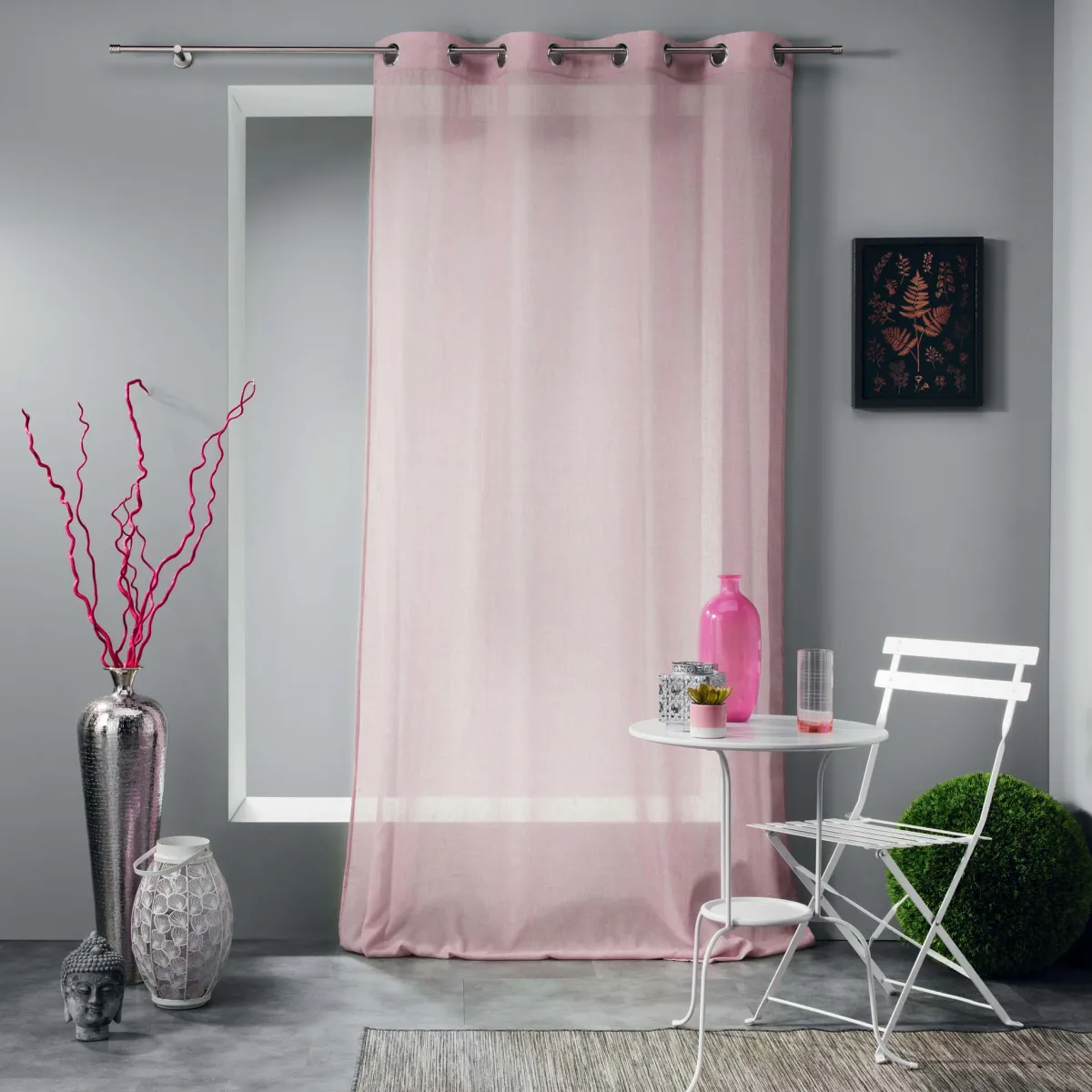 Zavesa Mitsy 140x240cm sa otvorima za garniš. roza D. d Interieur
