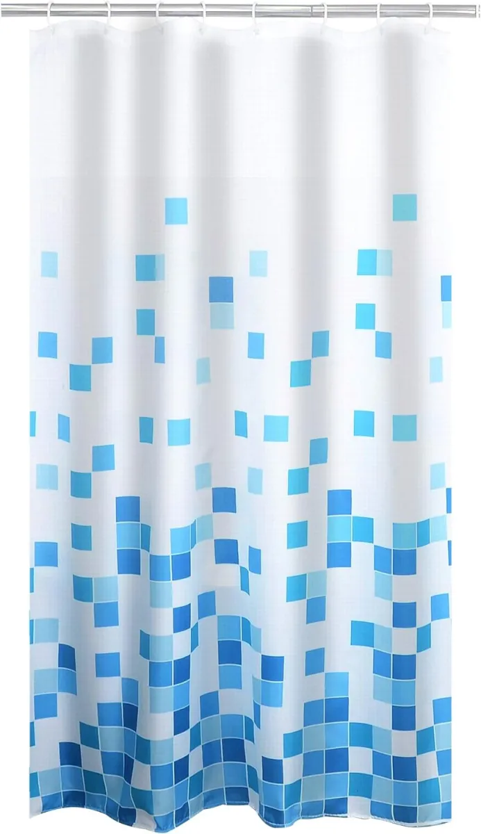 Zavesa za kadu Cubes 180x200cm plavo-bela Ridder