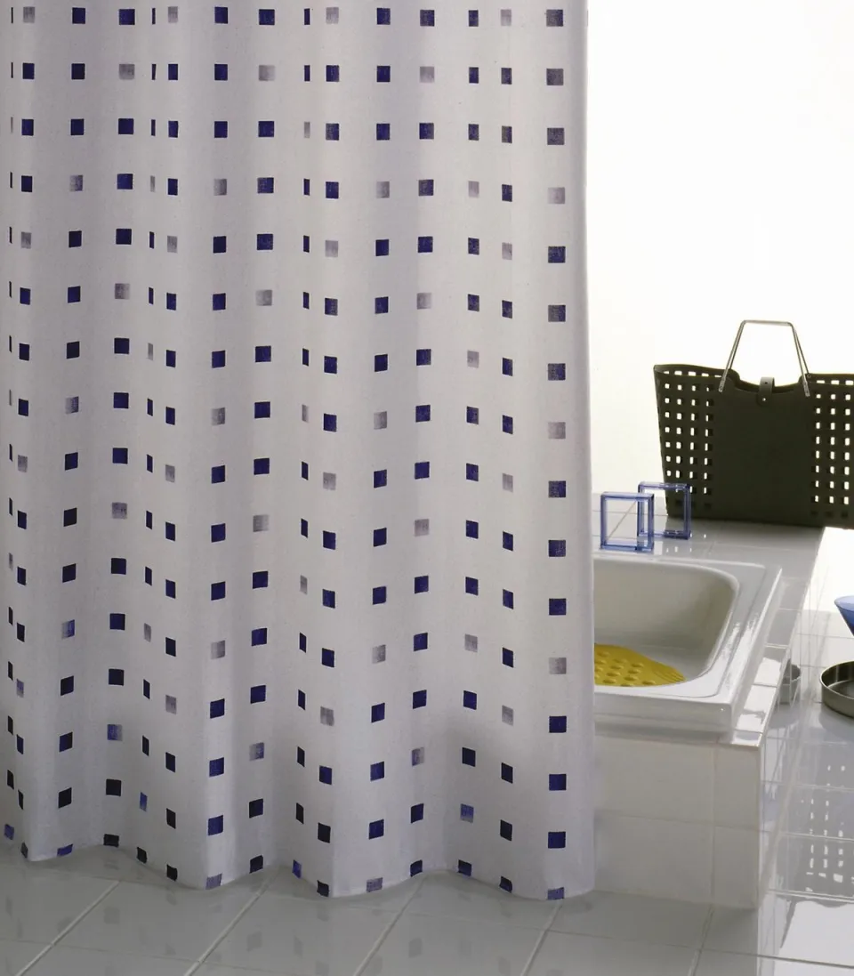 Zavesa za kadu Domino 180x200cm plava/bela Ridder