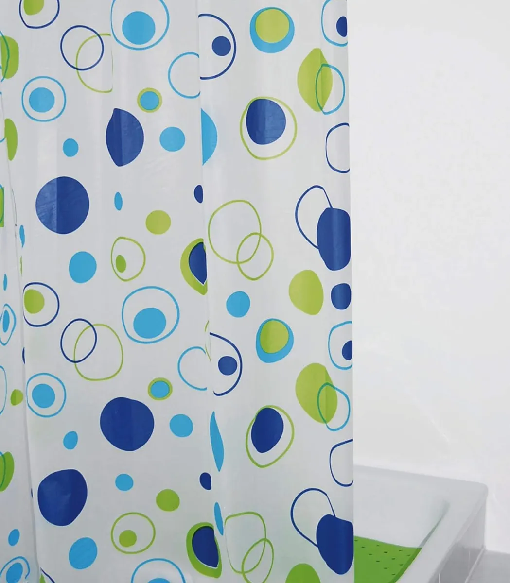 Zavesa za kadu Kreise 180x200cm plava/bela Ridder