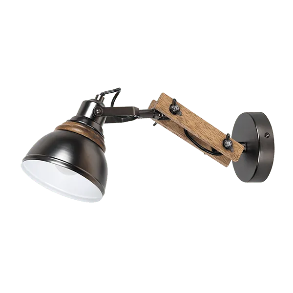 Zidna svetiljka Alegra 1xE14 maks. 40W crna/boja drveta Elmark