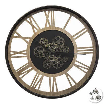 Zidni sat fi 57cm crni /boja drveta Atmosphera Createur Dinterieur