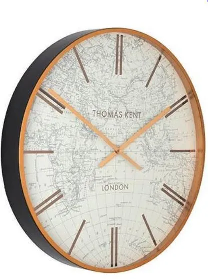 Zidni sat World Traveller S fi 53cm crni/boja zlata Thomas Kent