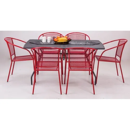 Baštenska garnitura Bora crvena 6 stolica i sto