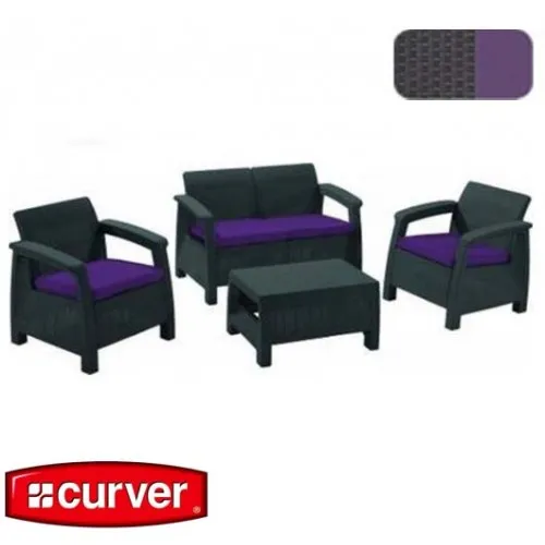 Baštenska garnitura Corfu Set grafit-ljubičasta