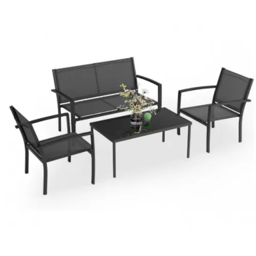 Baštenska garnitura set dvosed+stolice+sto crna Milano 24-SA01901